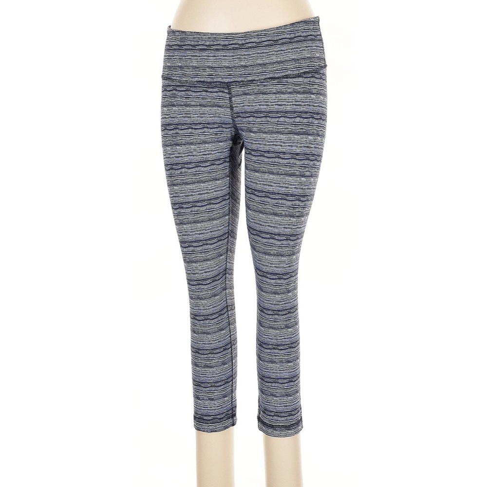 Lululemon Athletica Blue Chevron Herringbone‎ Like Striped Leggings Size:10